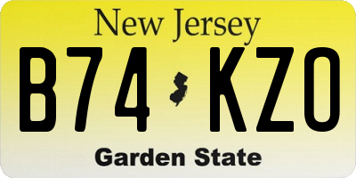 NJ license plate B74KZO