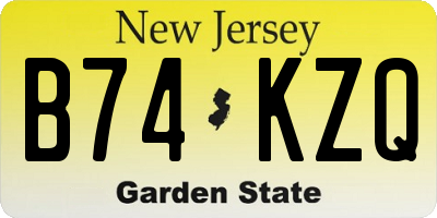 NJ license plate B74KZQ