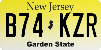 NJ license plate B74KZR