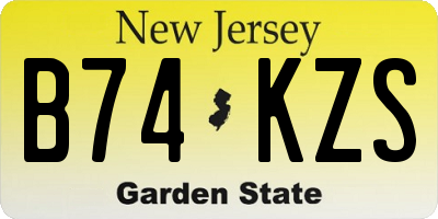 NJ license plate B74KZS