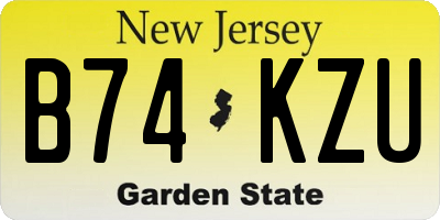 NJ license plate B74KZU