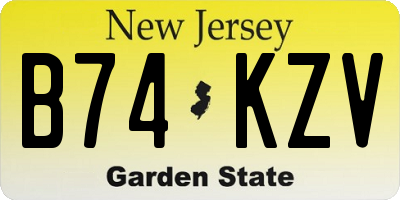 NJ license plate B74KZV