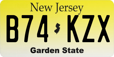 NJ license plate B74KZX