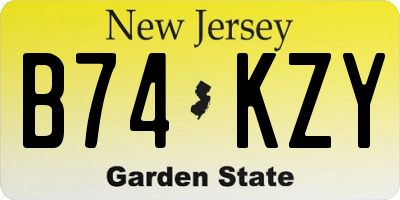 NJ license plate B74KZY