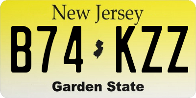 NJ license plate B74KZZ