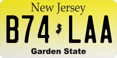 NJ license plate B74LAA