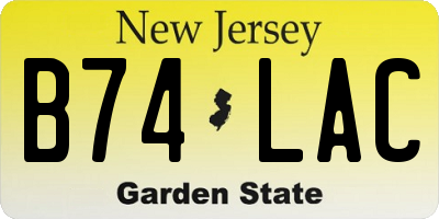 NJ license plate B74LAC