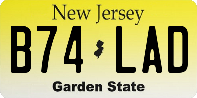 NJ license plate B74LAD