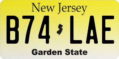 NJ license plate B74LAE