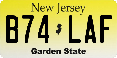 NJ license plate B74LAF