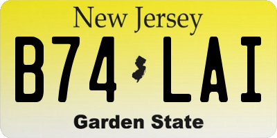 NJ license plate B74LAI