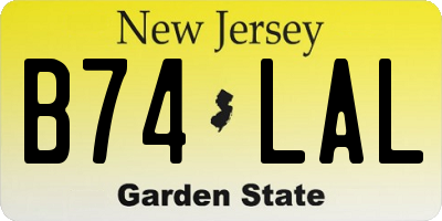 NJ license plate B74LAL