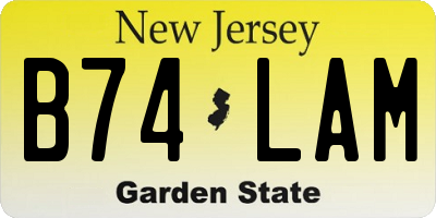 NJ license plate B74LAM