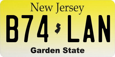 NJ license plate B74LAN