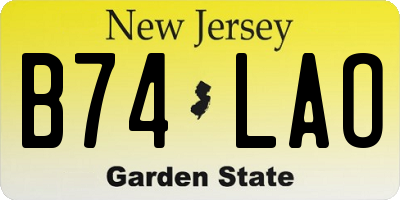 NJ license plate B74LAO