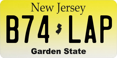 NJ license plate B74LAP