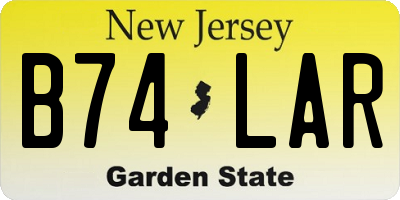 NJ license plate B74LAR