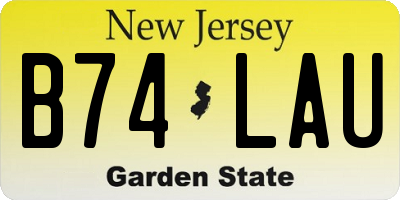 NJ license plate B74LAU