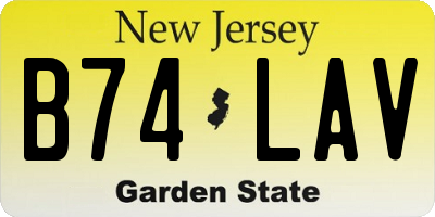 NJ license plate B74LAV