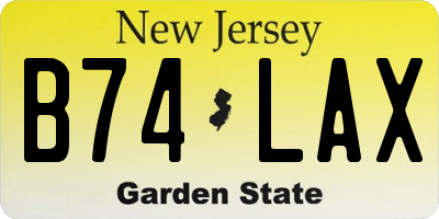 NJ license plate B74LAX