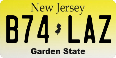 NJ license plate B74LAZ