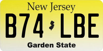 NJ license plate B74LBE