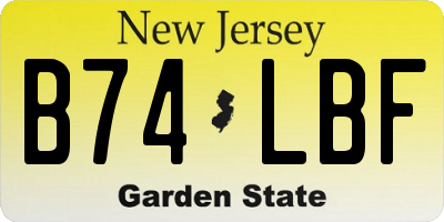 NJ license plate B74LBF