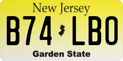 NJ license plate B74LBO