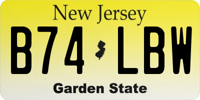 NJ license plate B74LBW