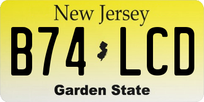 NJ license plate B74LCD