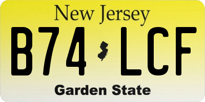 NJ license plate B74LCF