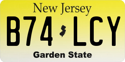 NJ license plate B74LCY