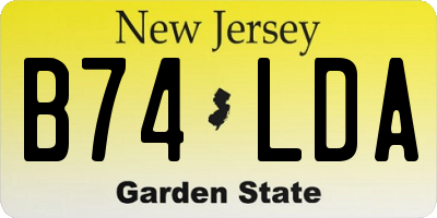 NJ license plate B74LDA
