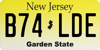 NJ license plate B74LDE
