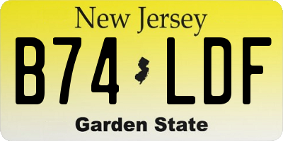 NJ license plate B74LDF
