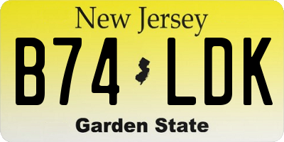 NJ license plate B74LDK