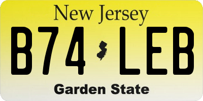 NJ license plate B74LEB