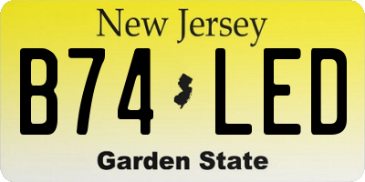 NJ license plate B74LED
