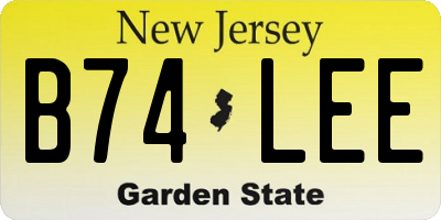 NJ license plate B74LEE