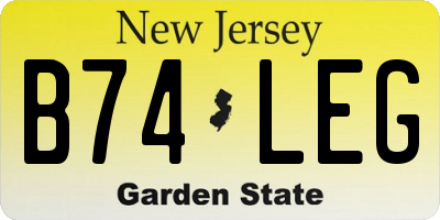 NJ license plate B74LEG