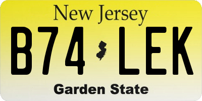 NJ license plate B74LEK
