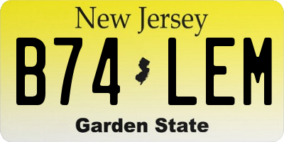 NJ license plate B74LEM
