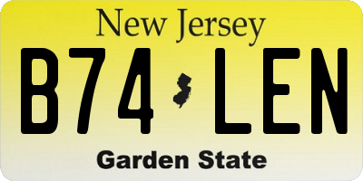 NJ license plate B74LEN