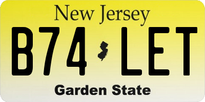 NJ license plate B74LET
