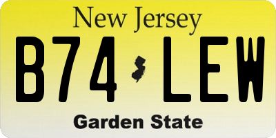 NJ license plate B74LEW