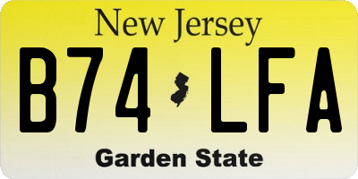 NJ license plate B74LFA