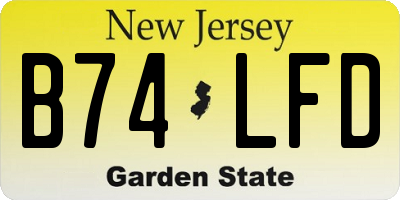NJ license plate B74LFD