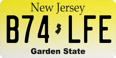NJ license plate B74LFE
