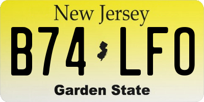 NJ license plate B74LFO