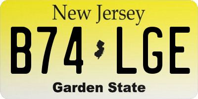 NJ license plate B74LGE